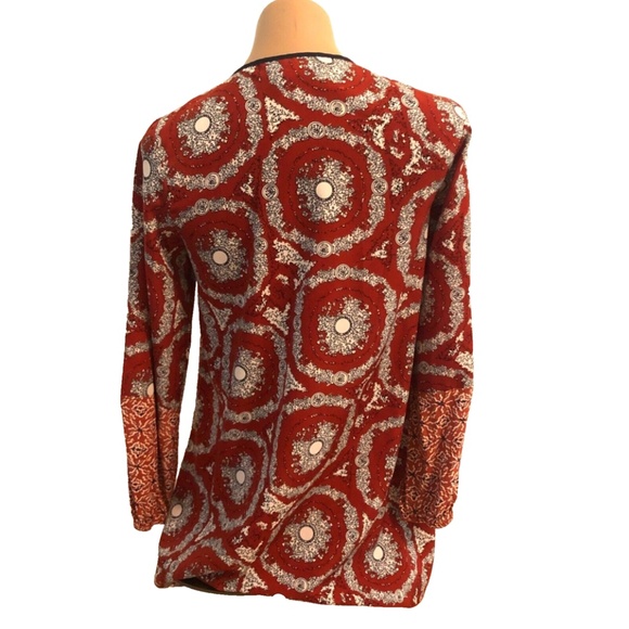 Women’s Red Geometric Relaxed Fit Boho Tunic - Picture 2 of 16